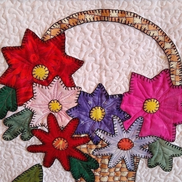 Daryl Perri Other - Handmade Spring Quilt Mini Flowers Rabbit Easter 17"x 19" Cotton Daryl Perry